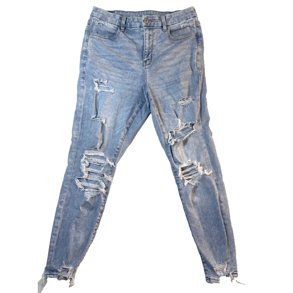 American Eagle Distressed Skinny Jeans Y2K Women 30 Ripped Destroyed Stretch